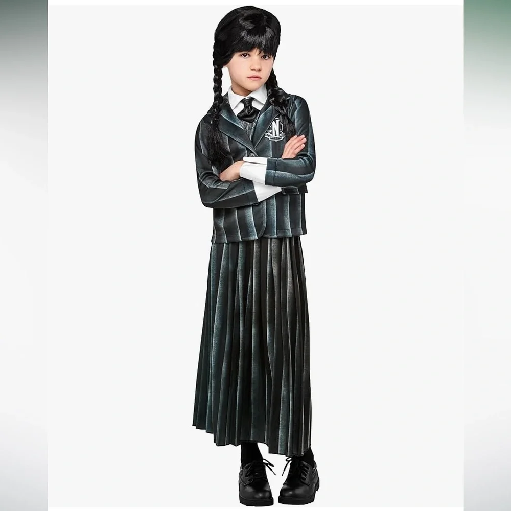 Wednesday Addams Nevermore School Uniform Costume & Wig